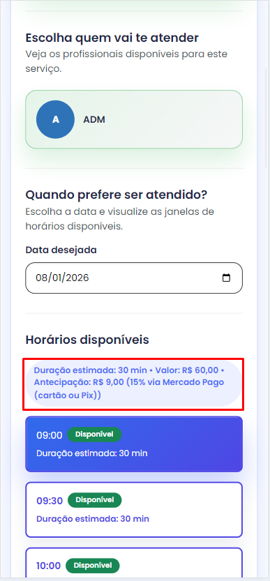 Imagem da release Receba pagamentos no agendamento online